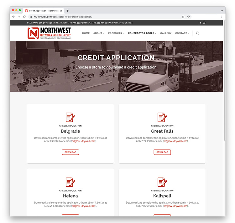 Northwest Drywall and Roofing Supply - Website